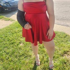 Red shirt homecoming dress